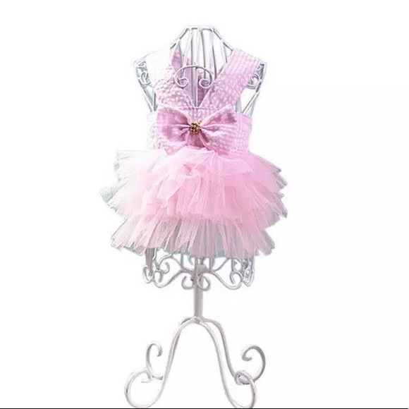 Dog dress shirt bow tutu pink cute medium small dogs clothing - Picture 6 of 11